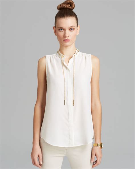 michael kors blouse chain|michael kors sleeveless blouses.